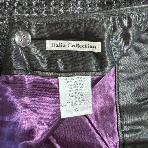 Dalia Collection‎ Modern Fit Gray Purple Woven Knit Straight Pencil Skirt - Picture 5 of 11